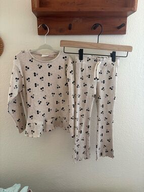 Zara ribbed Cherry set